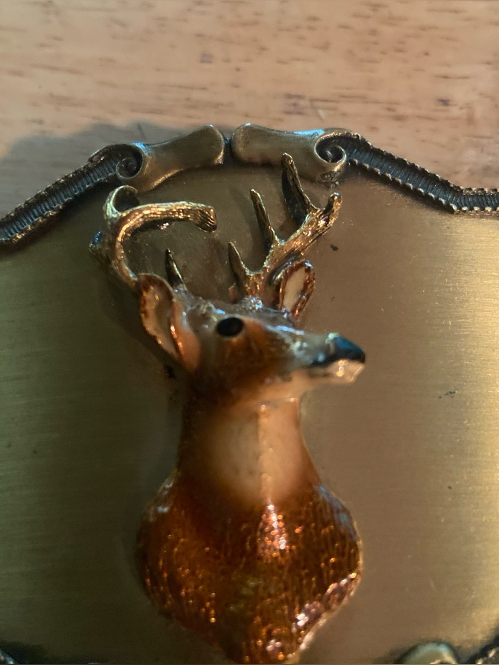 Vintage 1977 1978 Raintree Painted Deer Brass Belt Buckle